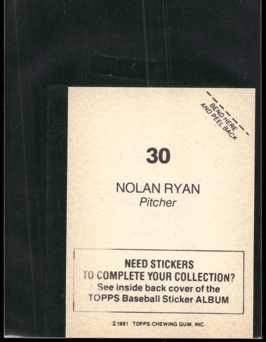 1981 Topps Stickers #30 Nolan Ryan