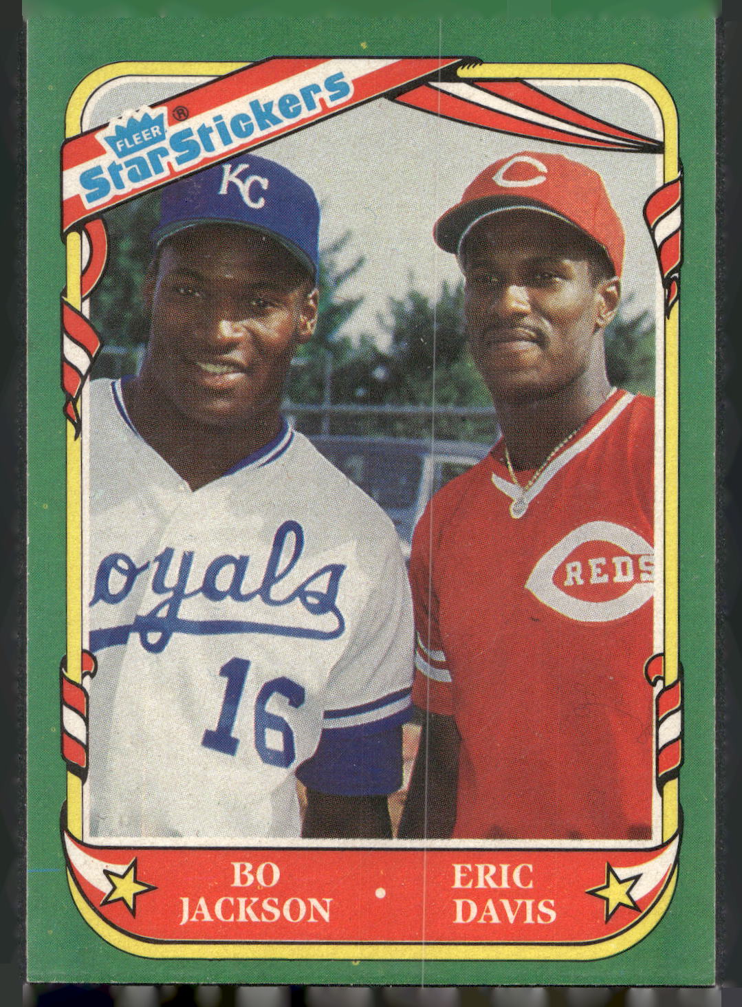 1987 Fleer Star Stickers #132 Bo Jackson / Eric Davis