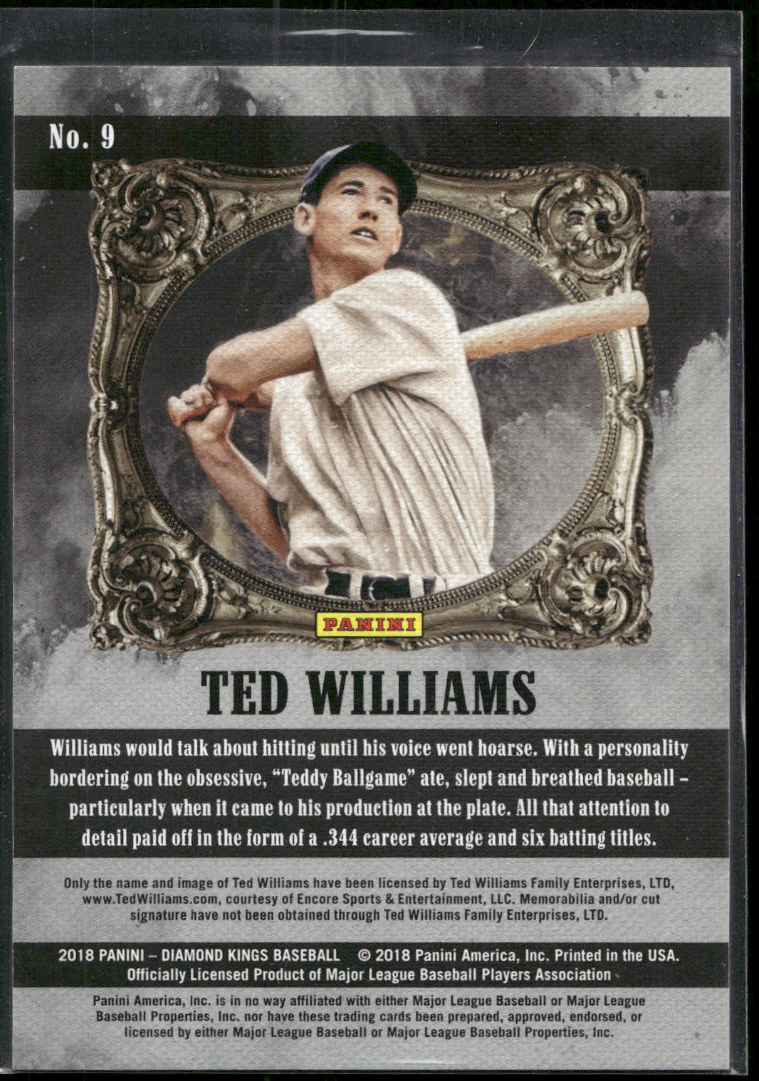 2018 Panini Diamond Kings #9 Ted Williams Artist's Proof Red