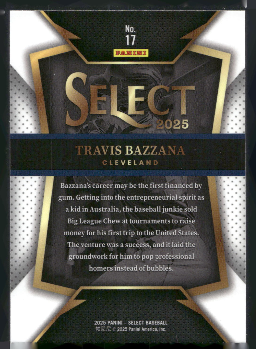 2025 Panini Select #17 Travis Bazzana Select Throwback