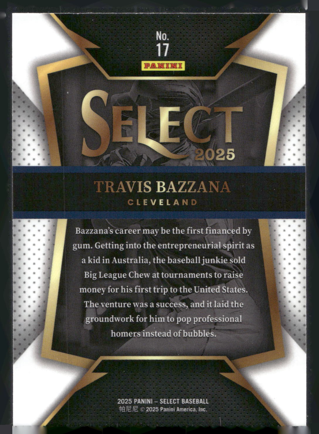 2025 Panini Select #17 Travis Bazzana Select Throwback