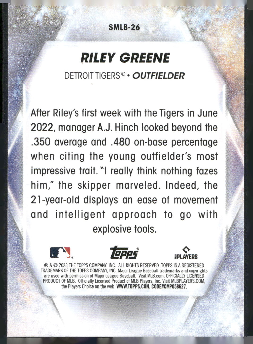2023 Topps #SMLB-26 Riley Greene Stars of MLB