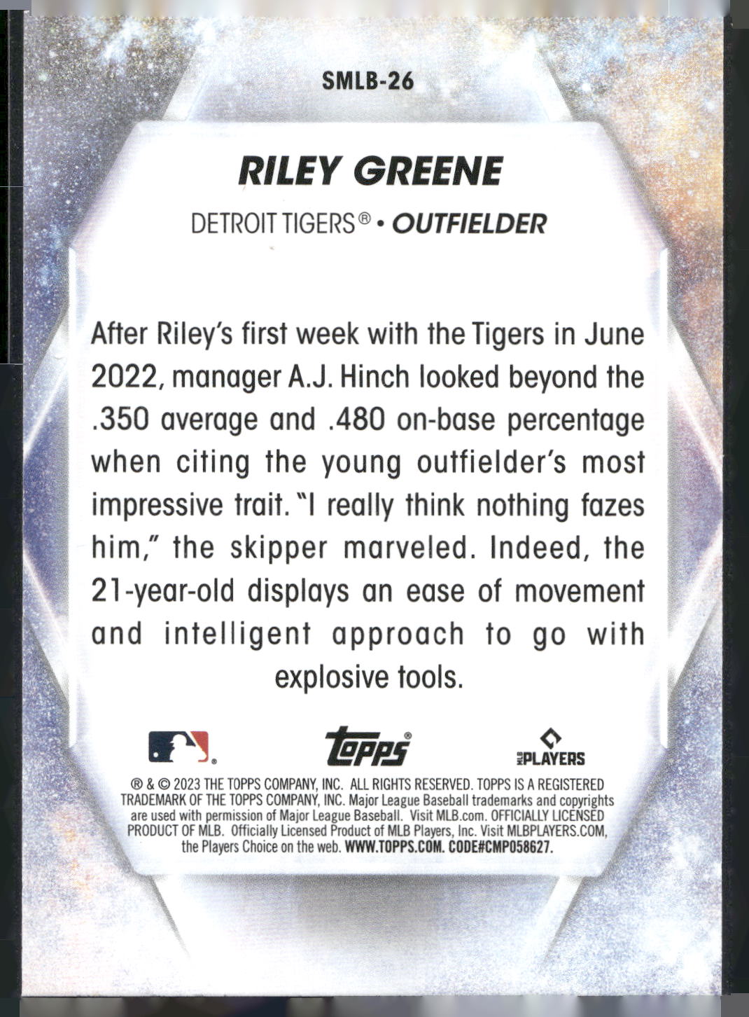 2023 Topps #SMLB-26 Riley Greene Stars of MLB