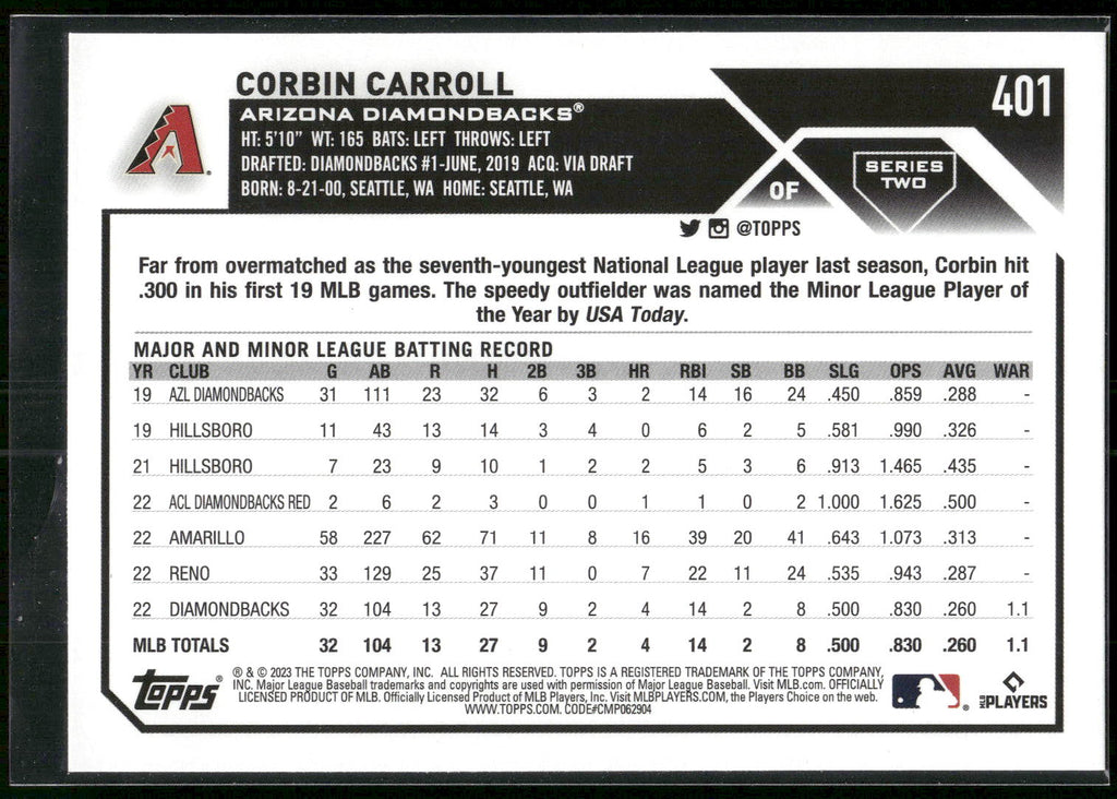2023 Topps #401 Corbin Carroll
