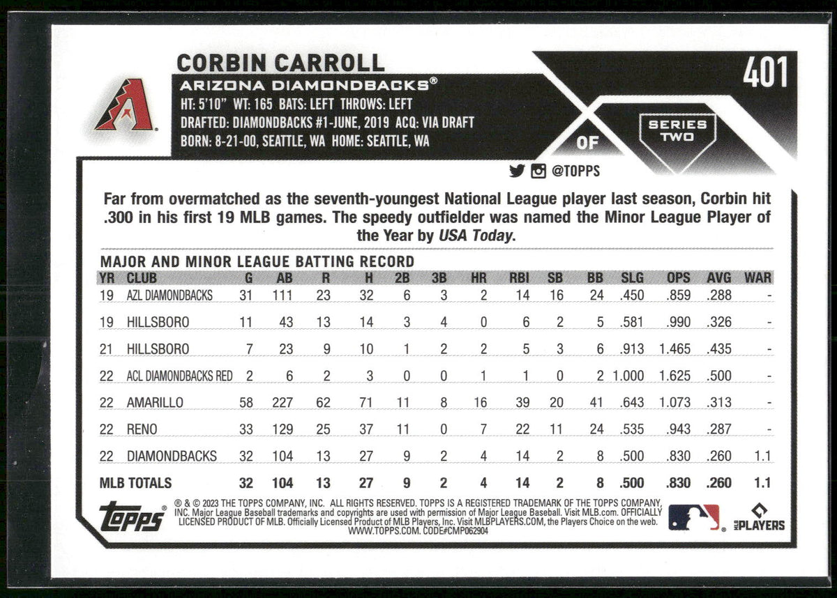2023 Topps #401 Corbin Carroll