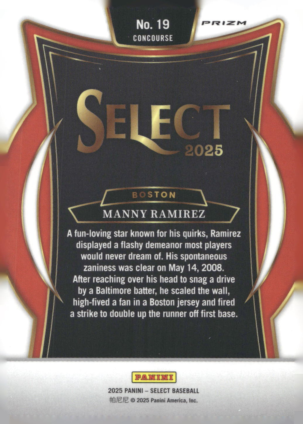2025 Panini Select #19 Manny Ramirez Silver Prizms