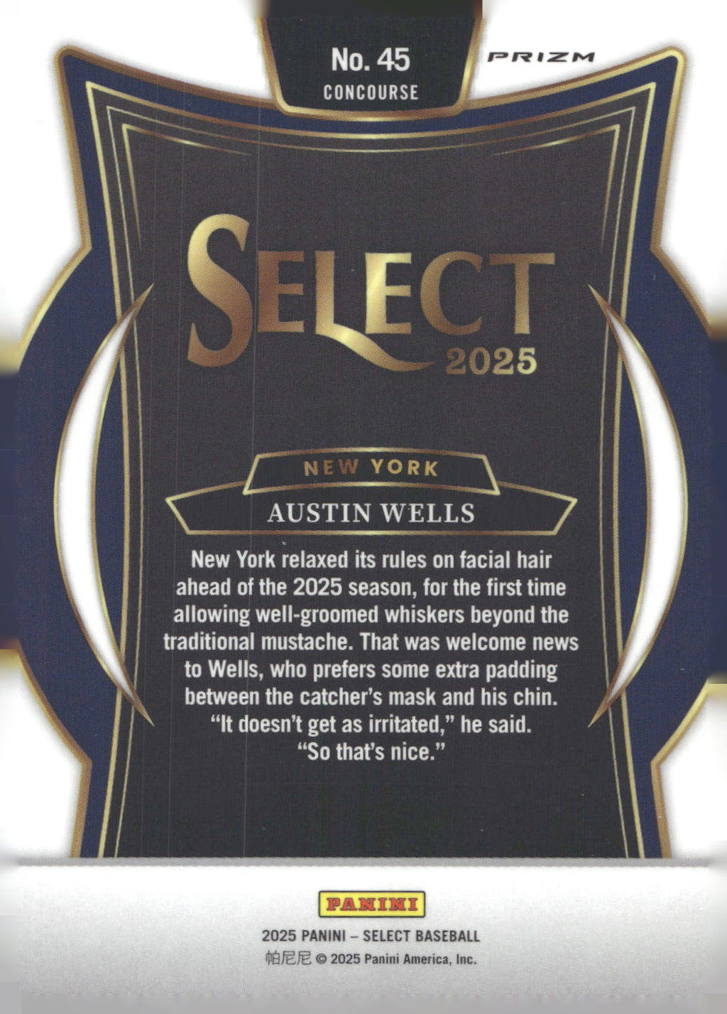 2025 Panini Select #45 Austin Wells Silver Prizms