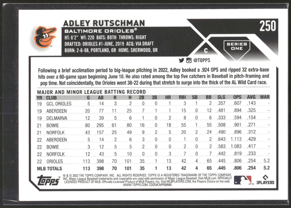 2023 Topps #250 Adley Rutschman