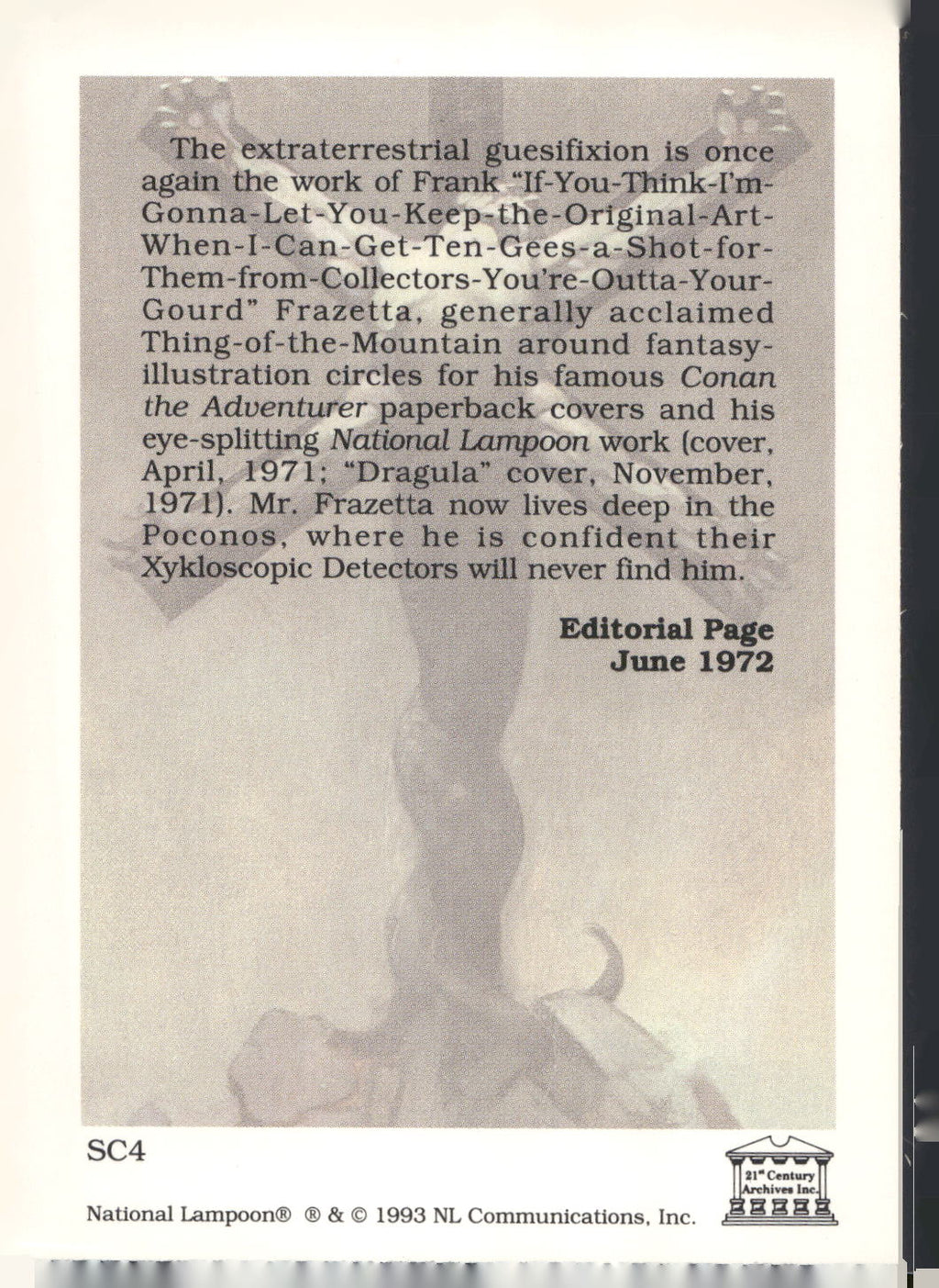 1993 21st Century Archives National Lampoon #SC4 June Prototypes