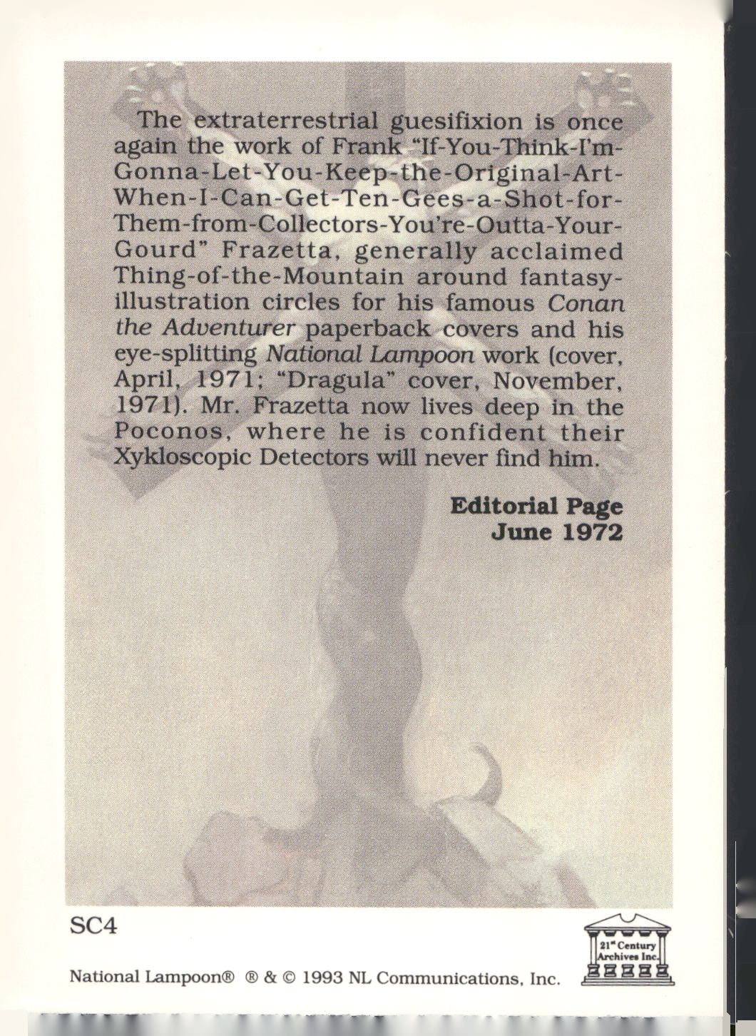1993 21st Century Archives National Lampoon #SC4 June Prototypes