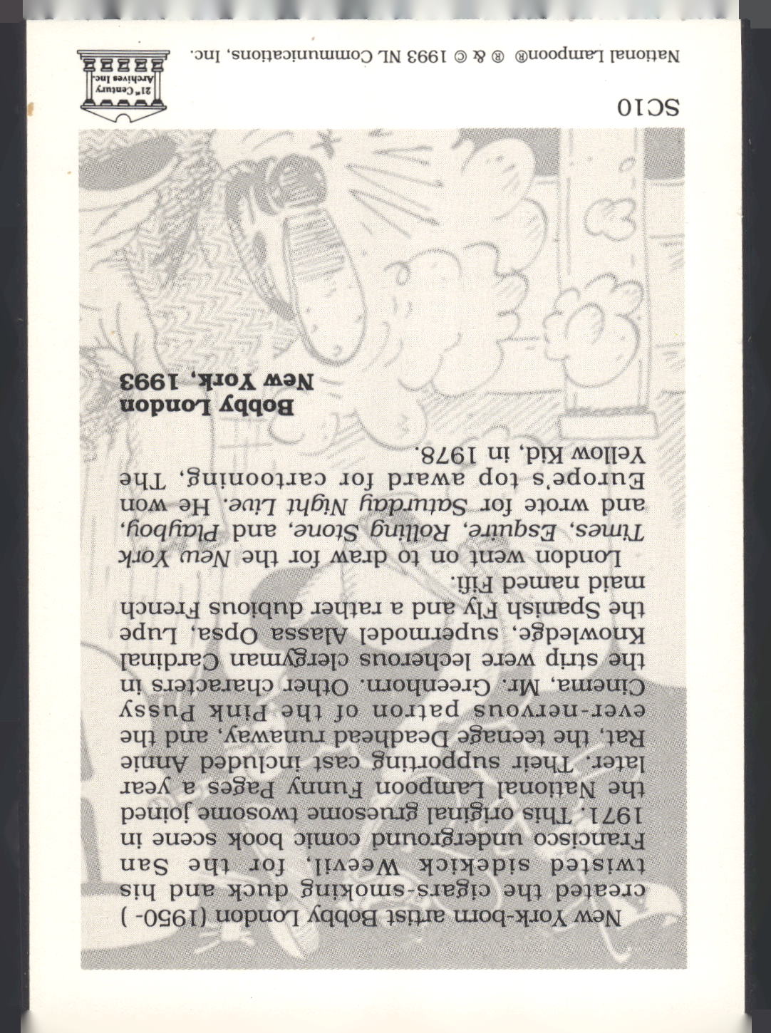 1993 21st Century Archives National Lampoon #SC10 "Dirty Duck" Prototypes