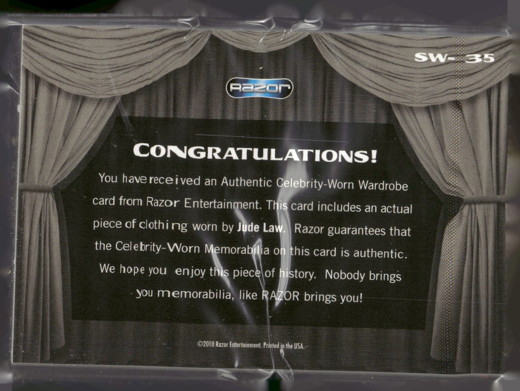 2010 Razor Pop Century #SW-35 Jude Law Celebrity-Worn Wardrobe