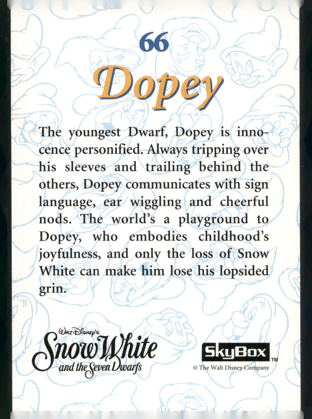 1994 SkyBox Snow White and the Seven Dwarfs Series II #66 Dopey