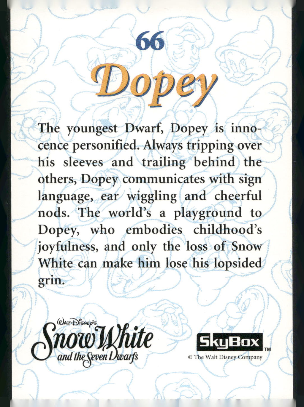 1994 SkyBox Snow White and the Seven Dwarfs Series II #66 Dopey