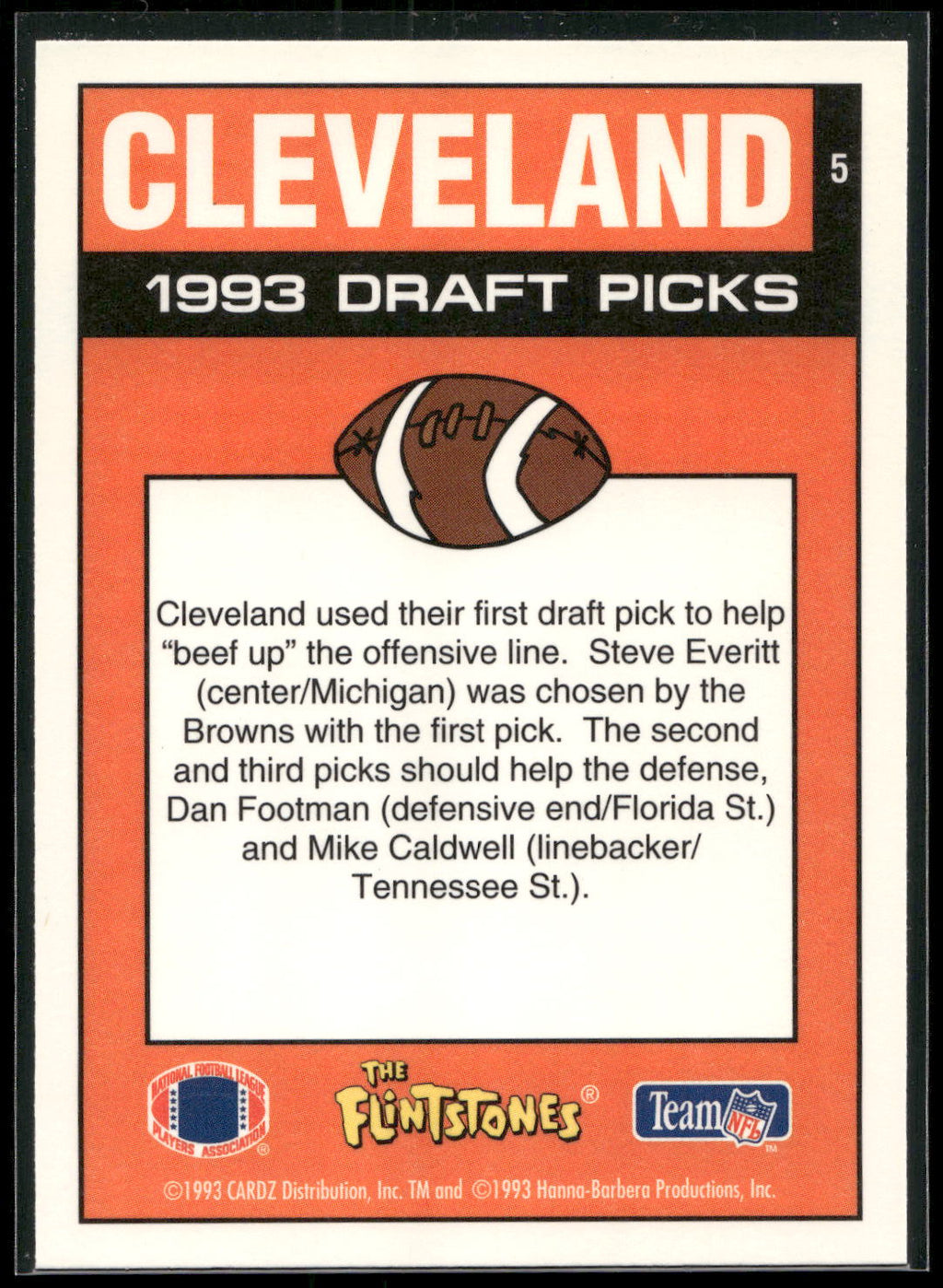 1993 Cardz The Flintstones NFL #5 Cleveland - Draft Picks