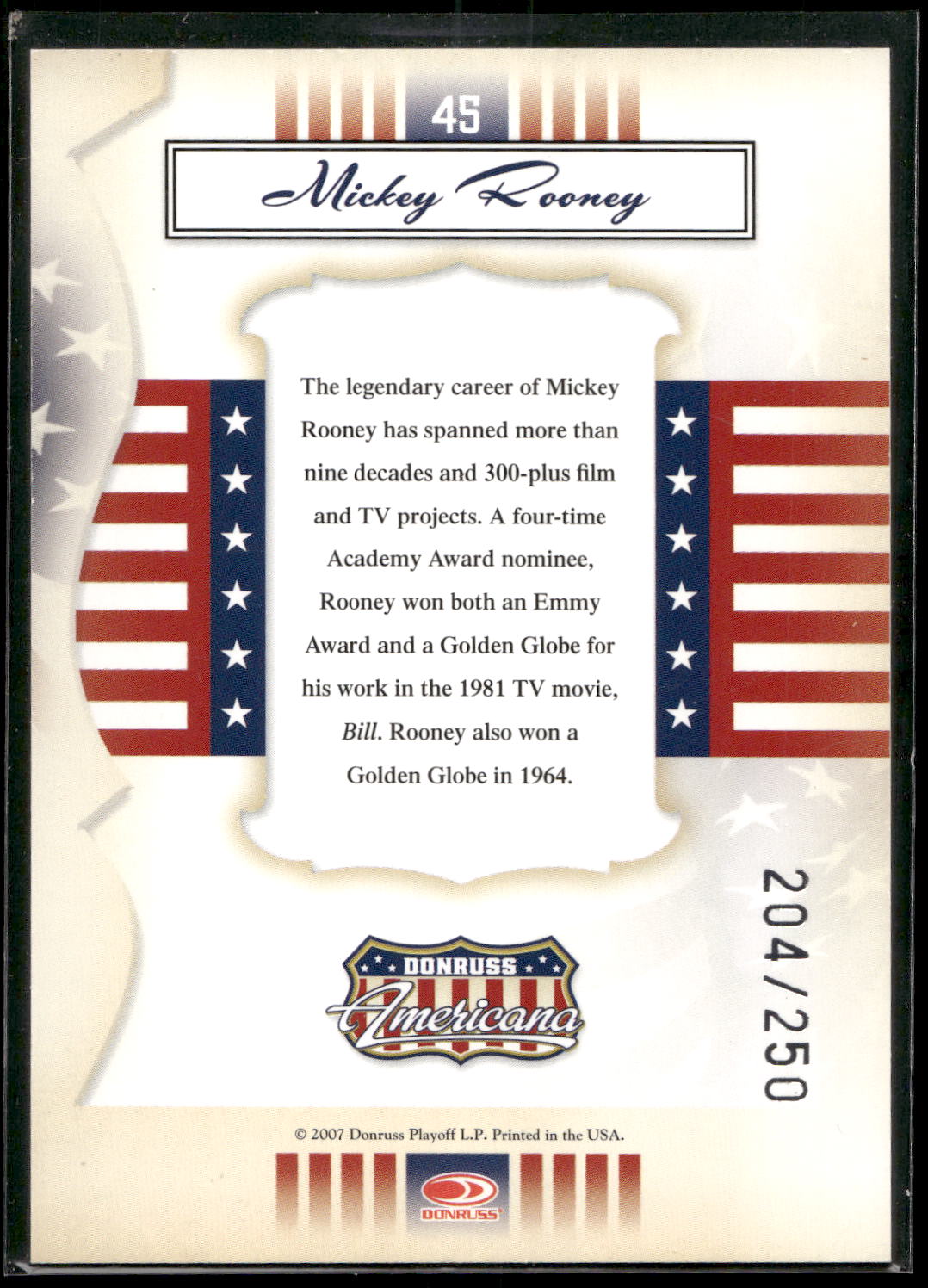 2007 Donruss Americana - Silver Proofs #45 Mickey Rooney