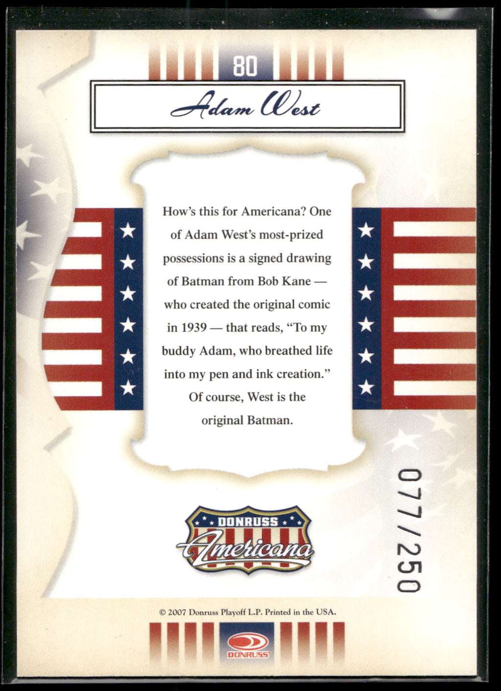 2007 Donruss Americana - Silver Proofs #80 Adam West
