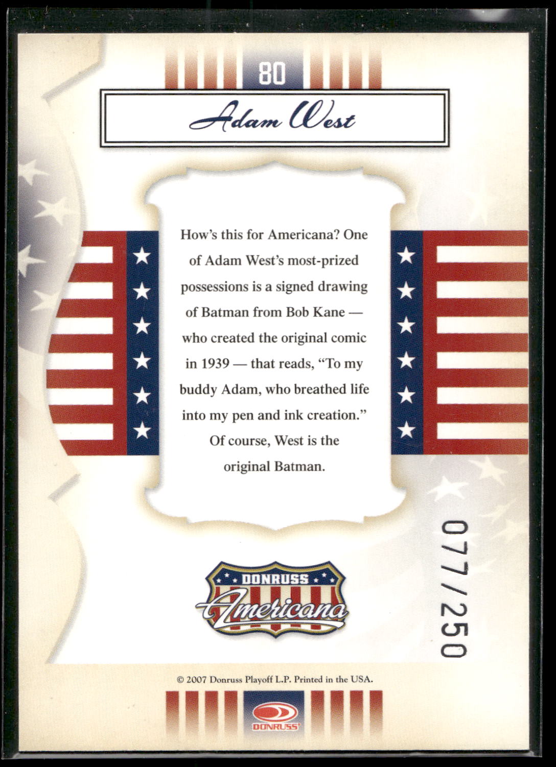 2007 Donruss Americana - Silver Proofs #80 Adam West