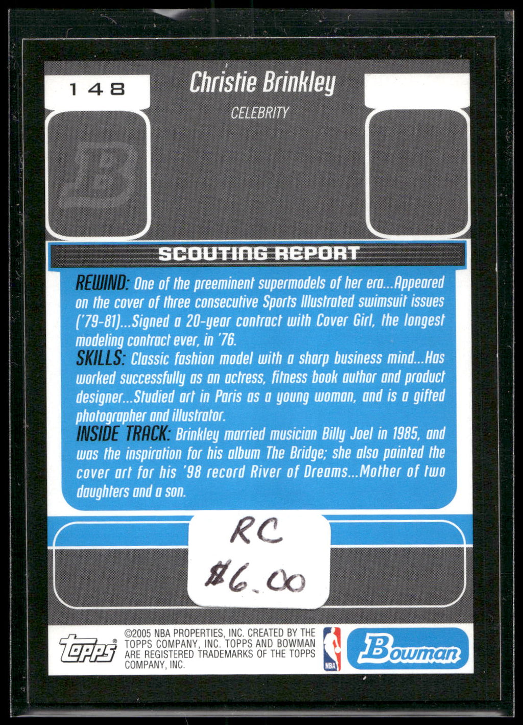 2005-06 Bowman #148 Christie Brinkley Gold