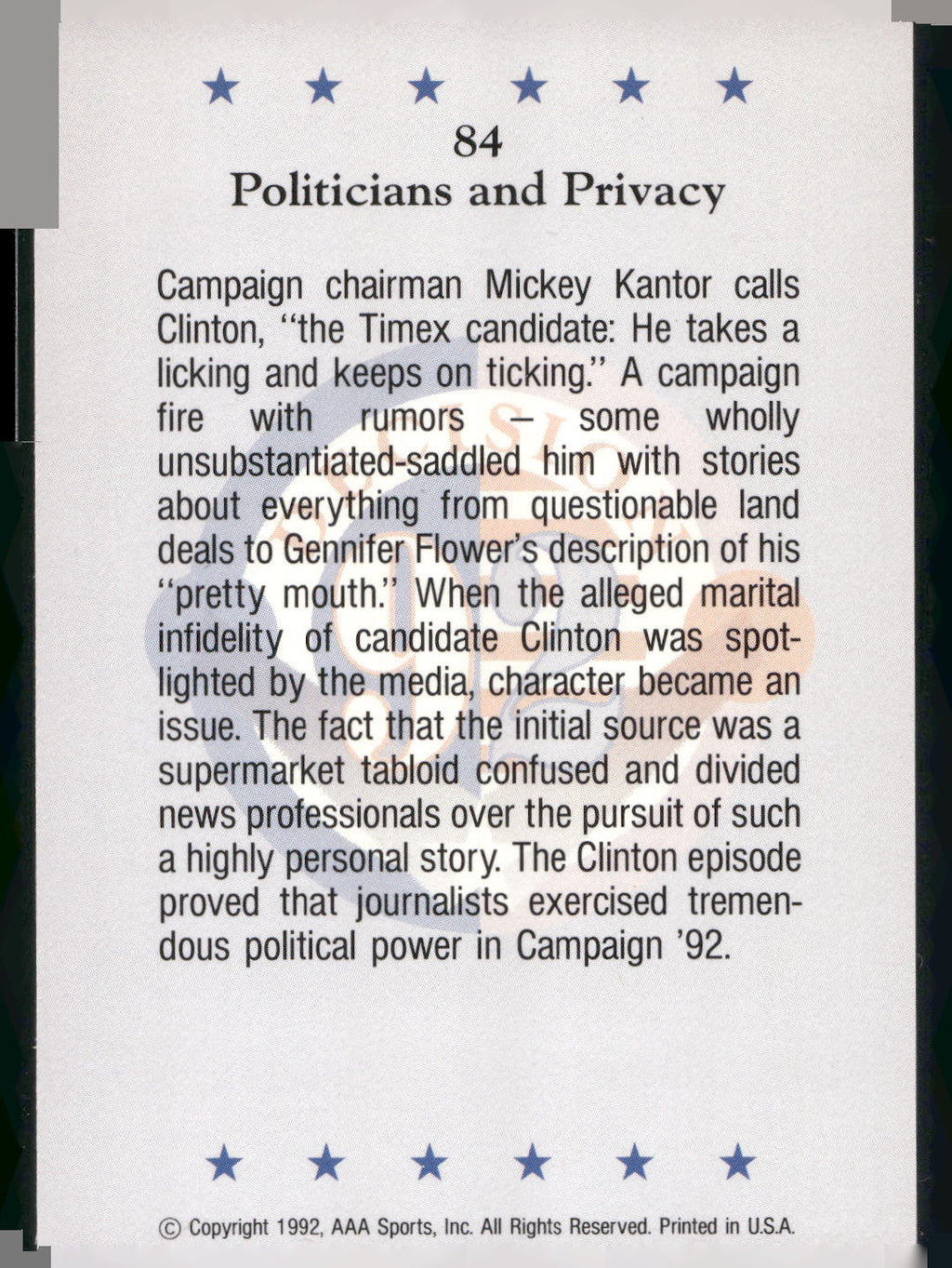 1992 Wild Card Decision '92 #84 Politicians and Privacy