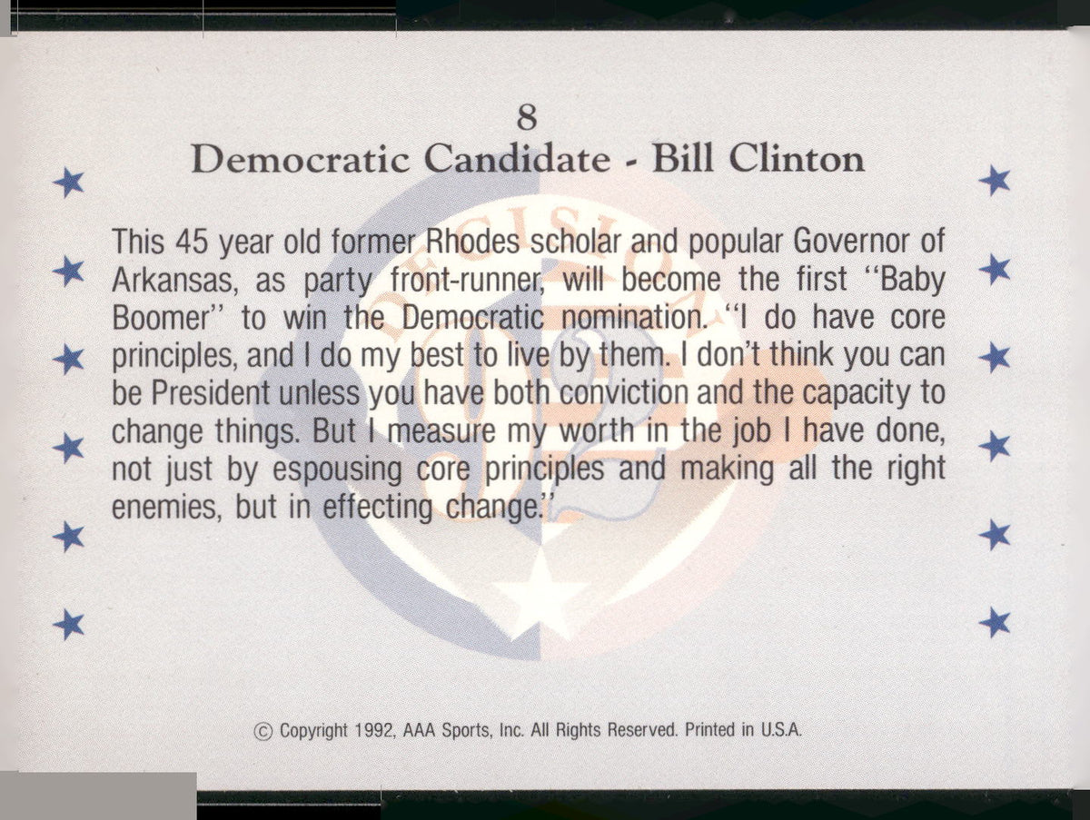 1992 Wild Card Decision '92 #8 Bill Clinton