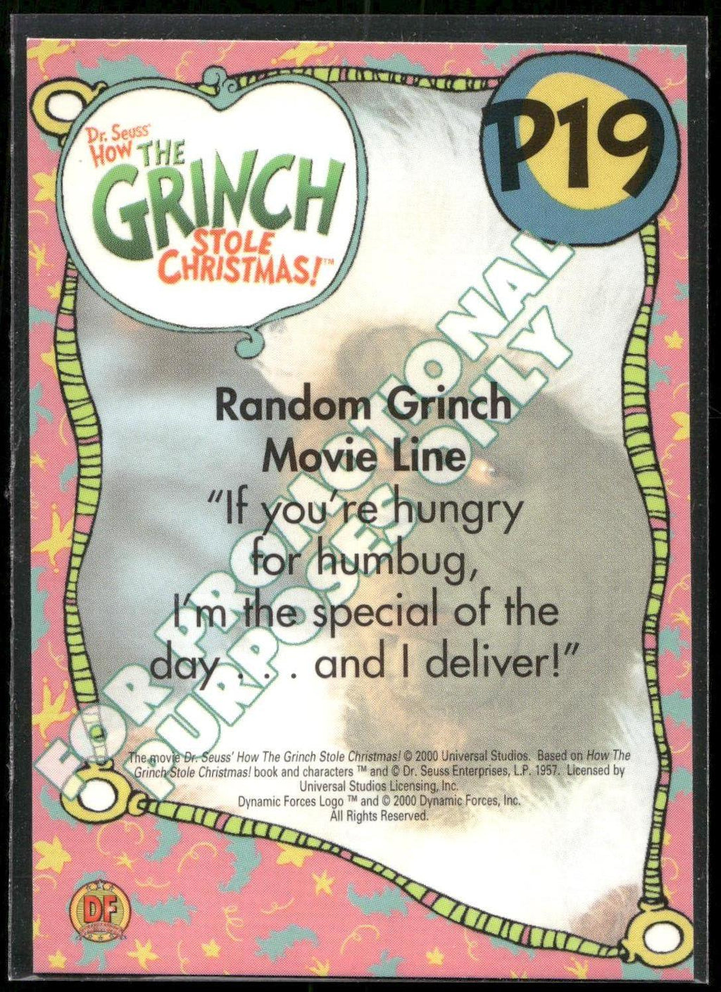 2000 Dynamic Forces How the Grinch Stole Christmas #P19 Promos