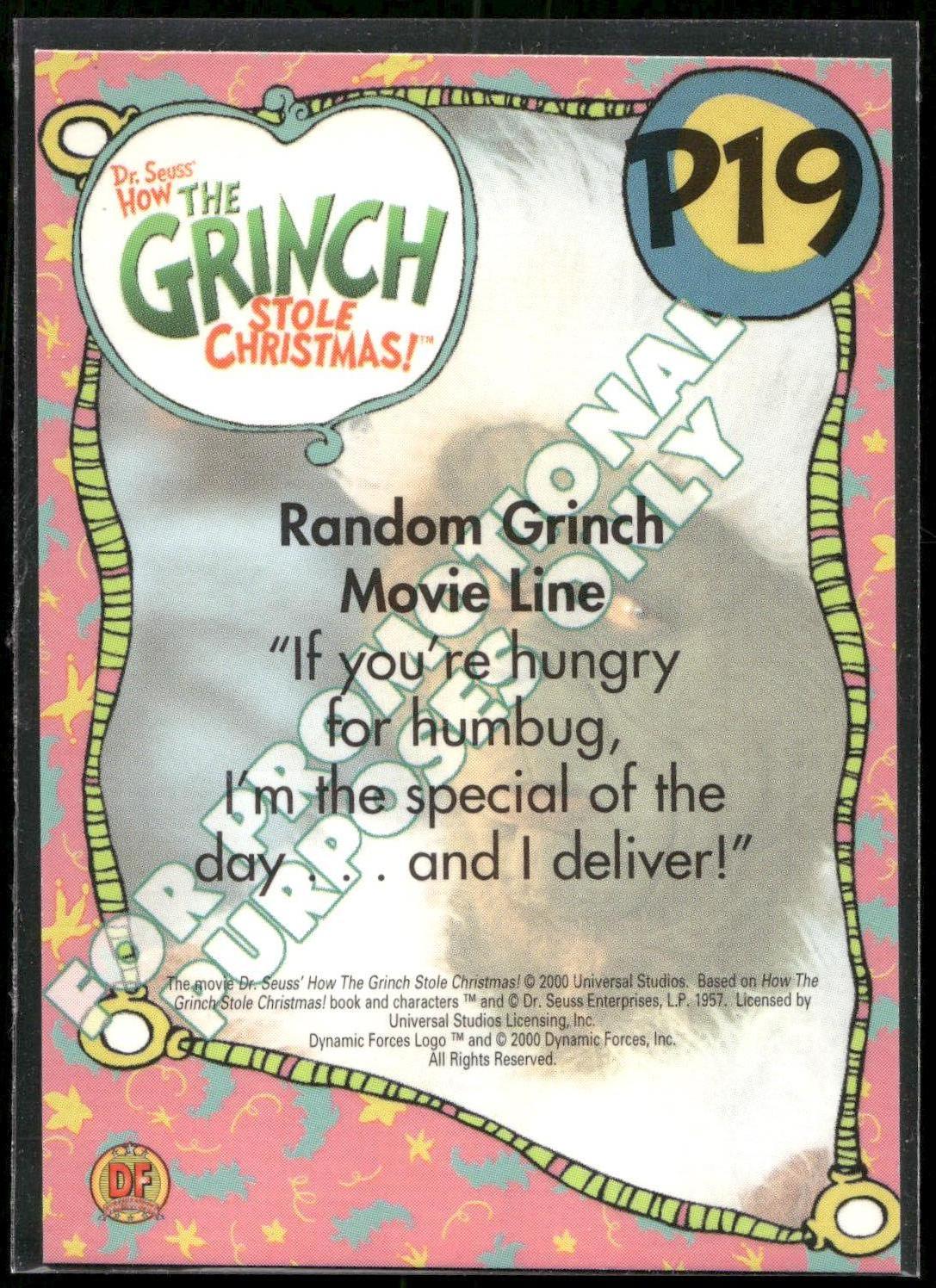 2000 Dynamic Forces How the Grinch Stole Christmas #P19 Promos