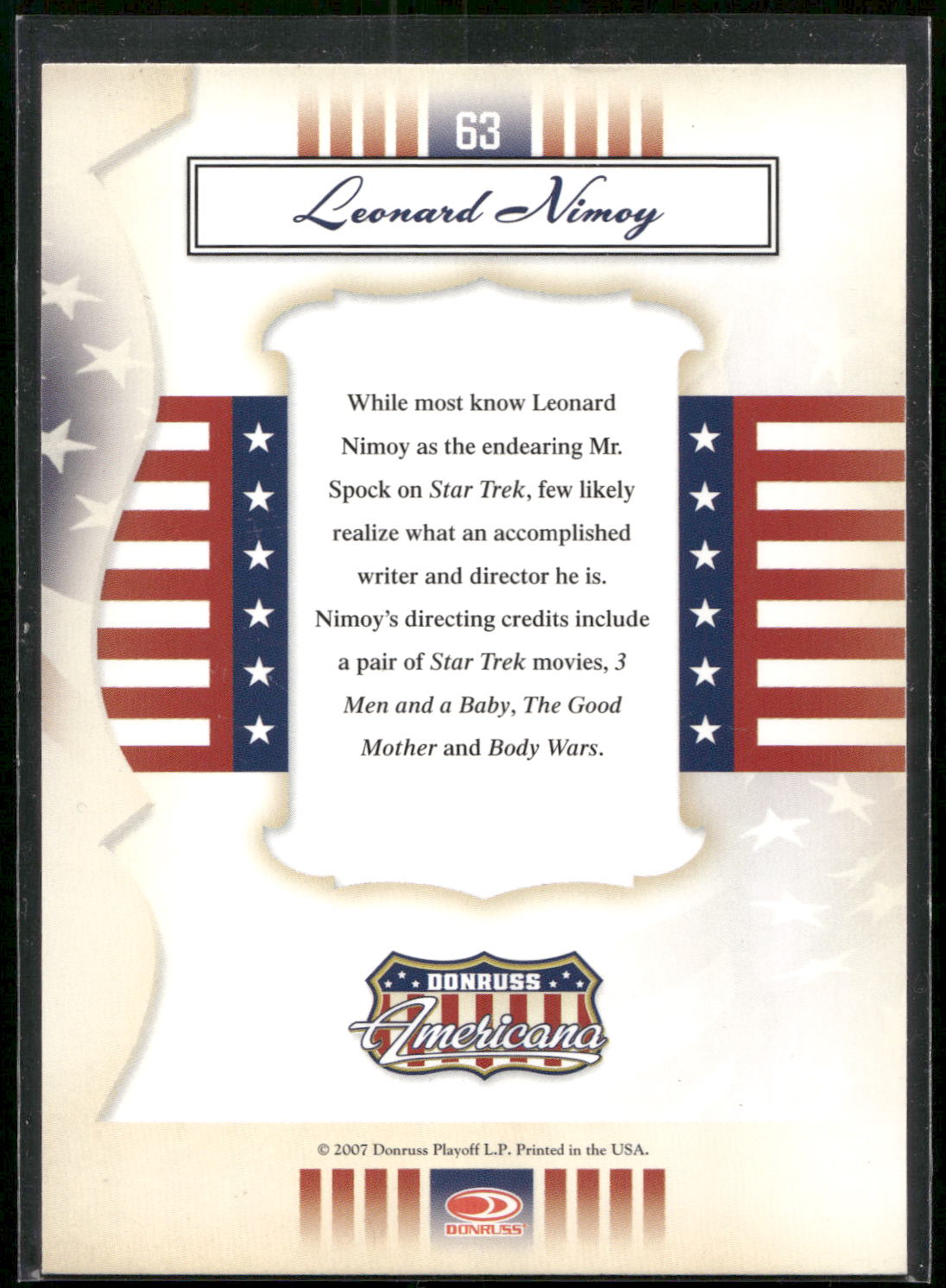 2007 Donruss Americana #63 Leonard Nimoy