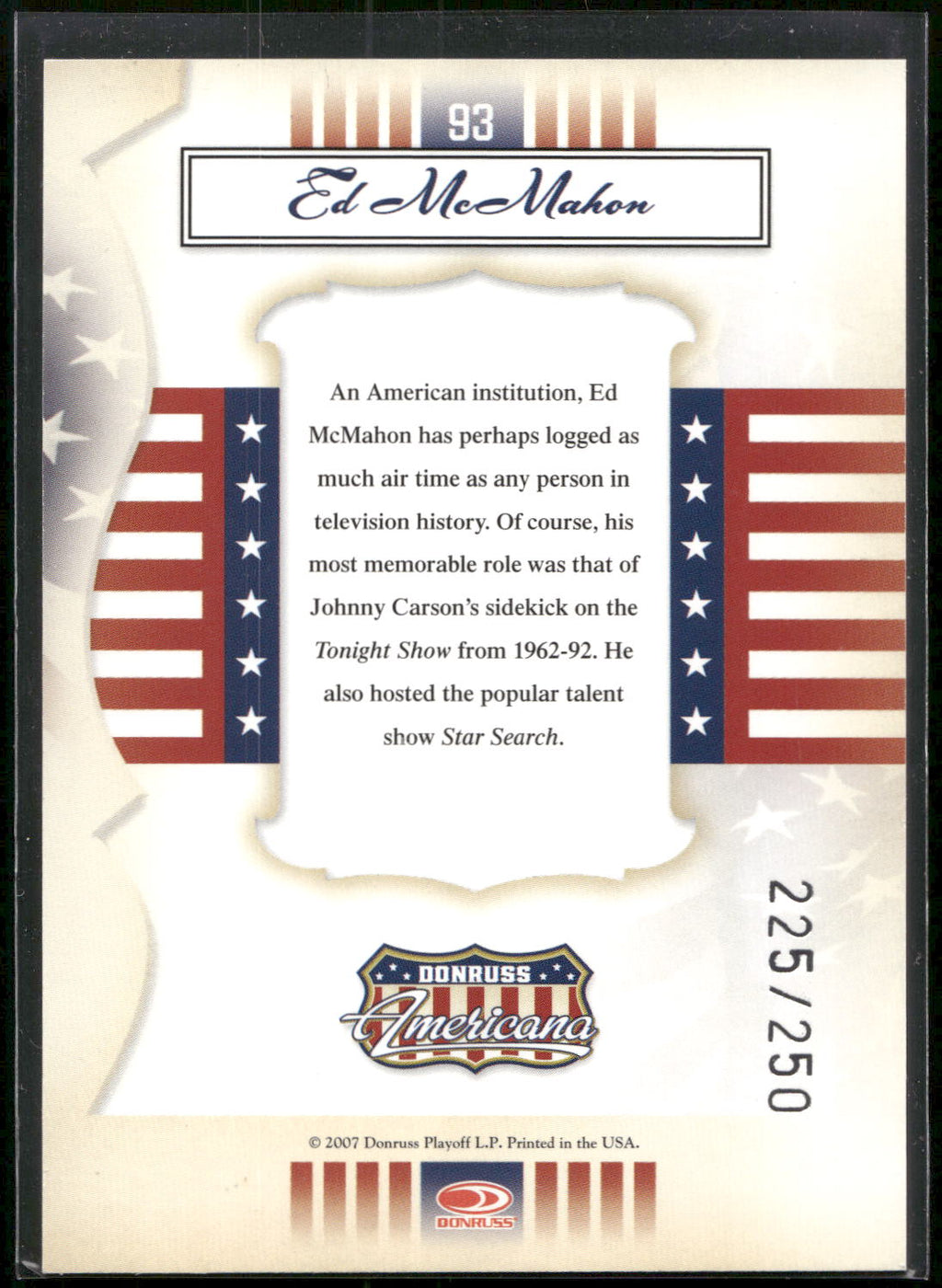 2007 Donruss Americana - Silver Proofs #93 Ed McMahon