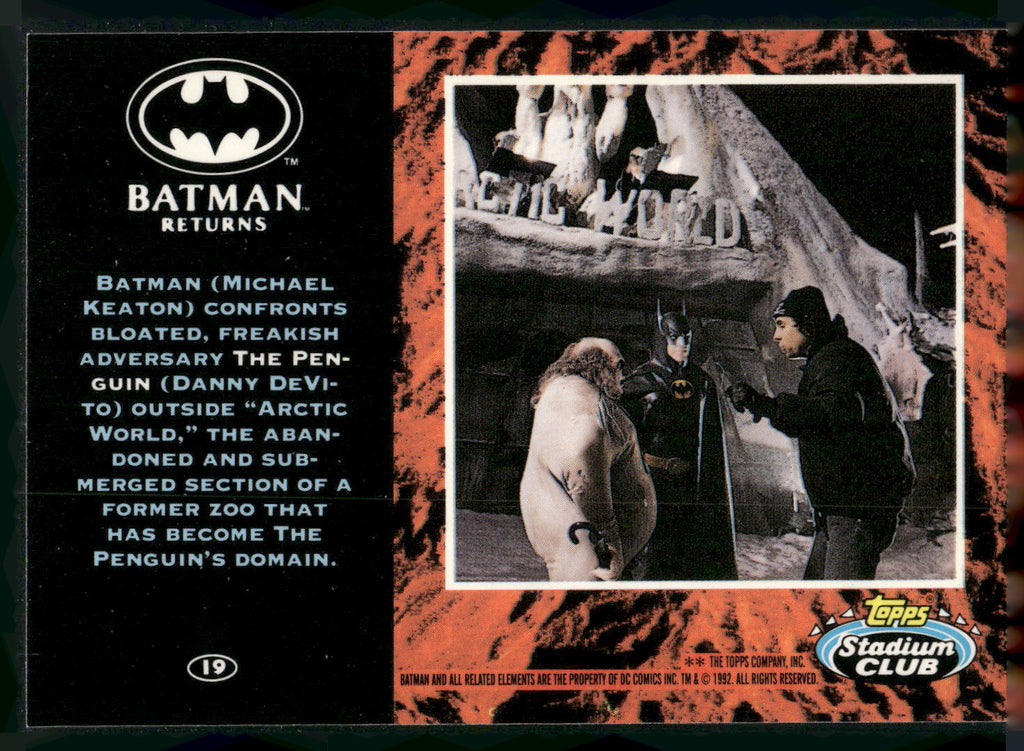 1992 Stadium Club Batman Returns #19 Batman confronts Penguin