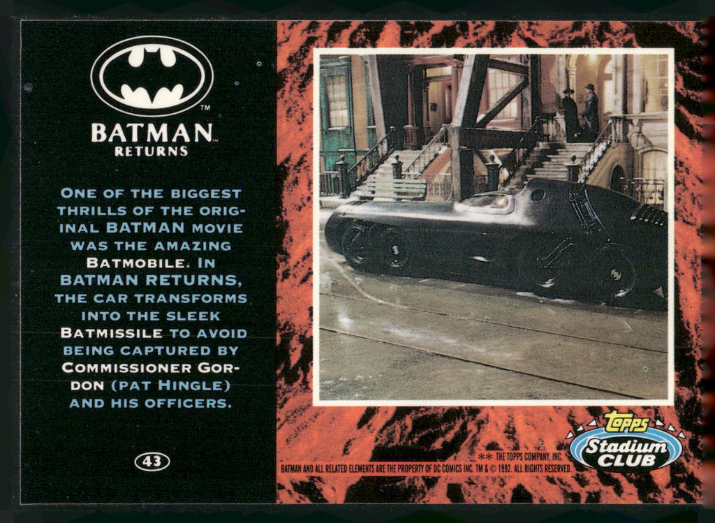 1992 Stadium Club Batman Returns #43 Batcar