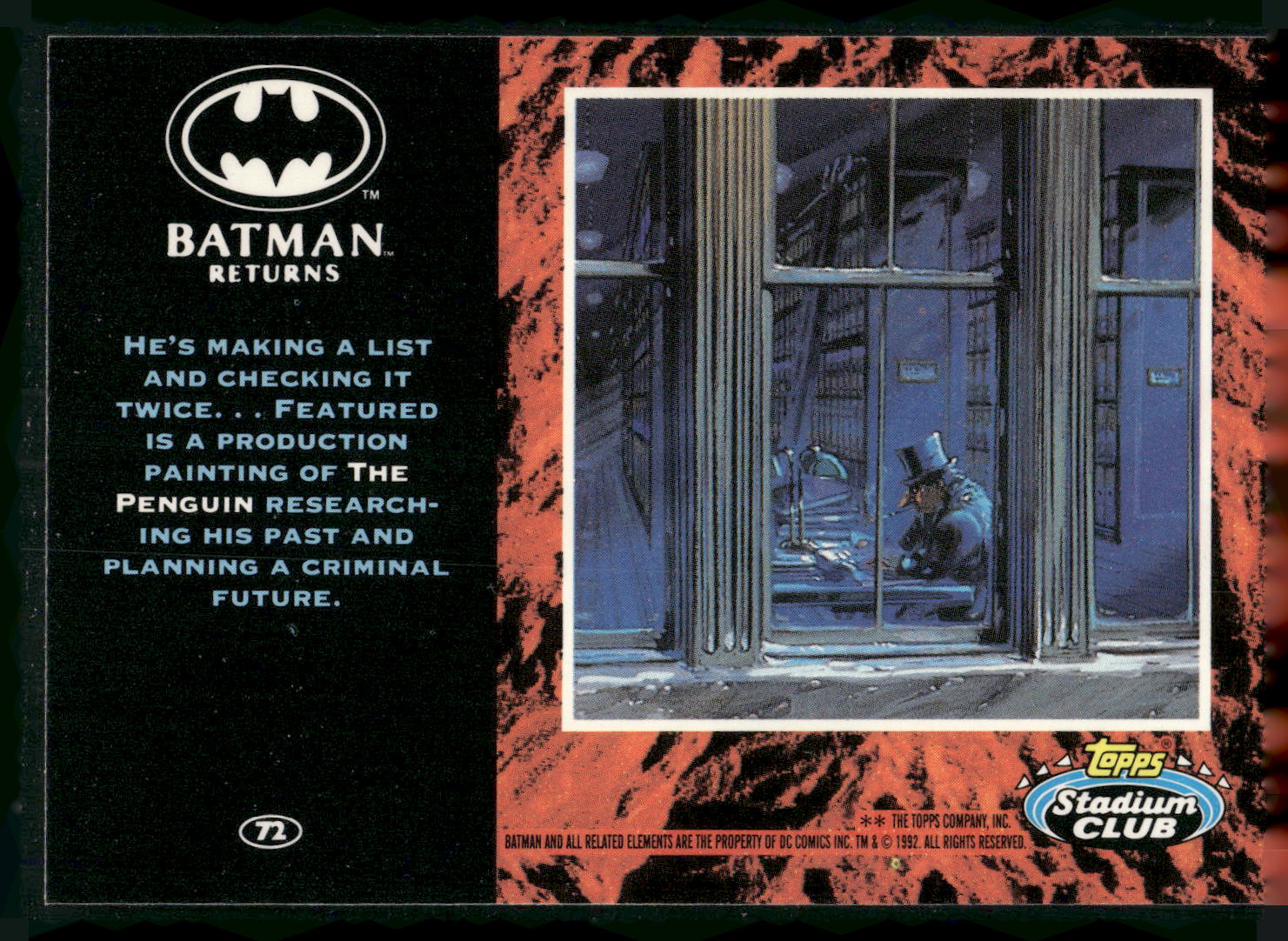1992 Stadium Club Batman Returns #72