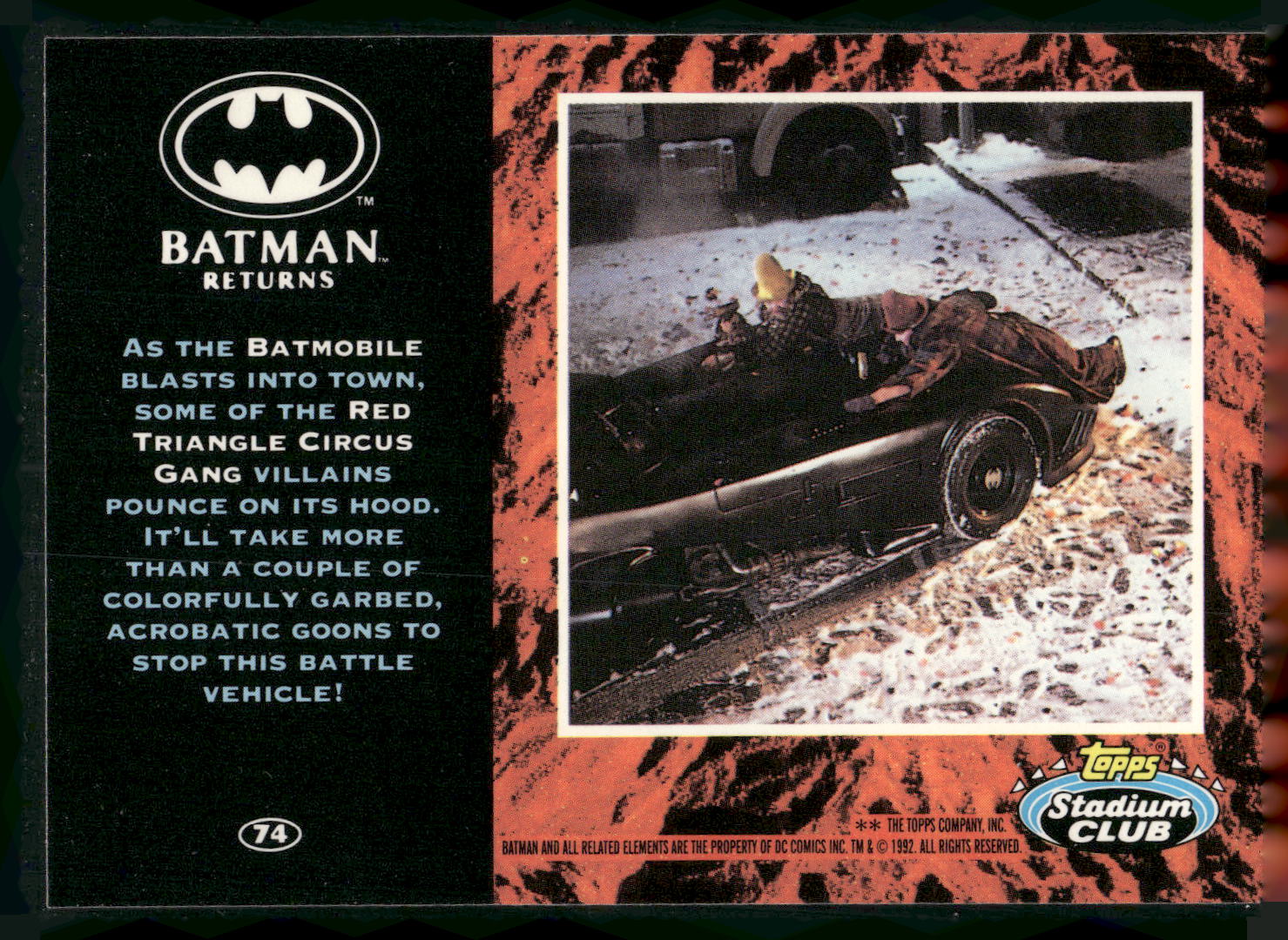 1992 Stadium Club Batman Returns #74 Batmobile