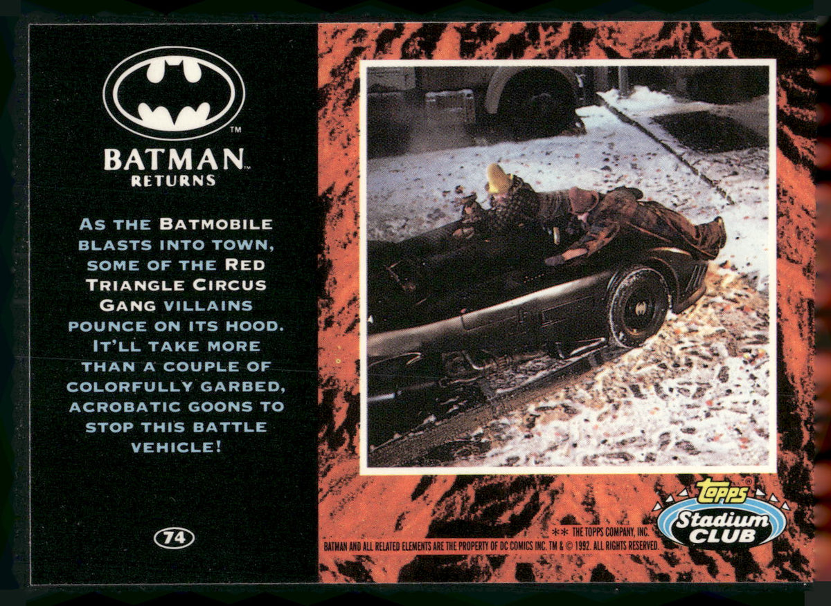 1992 Stadium Club Batman Returns #74 Batmobile