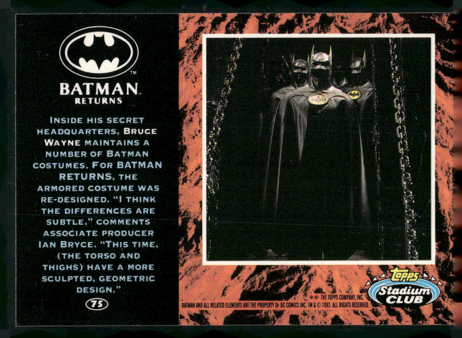 1992 Stadium Club Batman Returns #75 Bruce Wayne