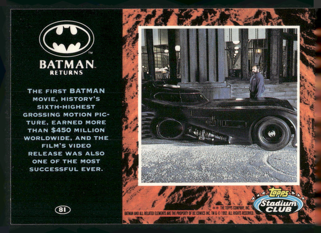 1992 Stadium Club Batman Returns #81 Batmobile