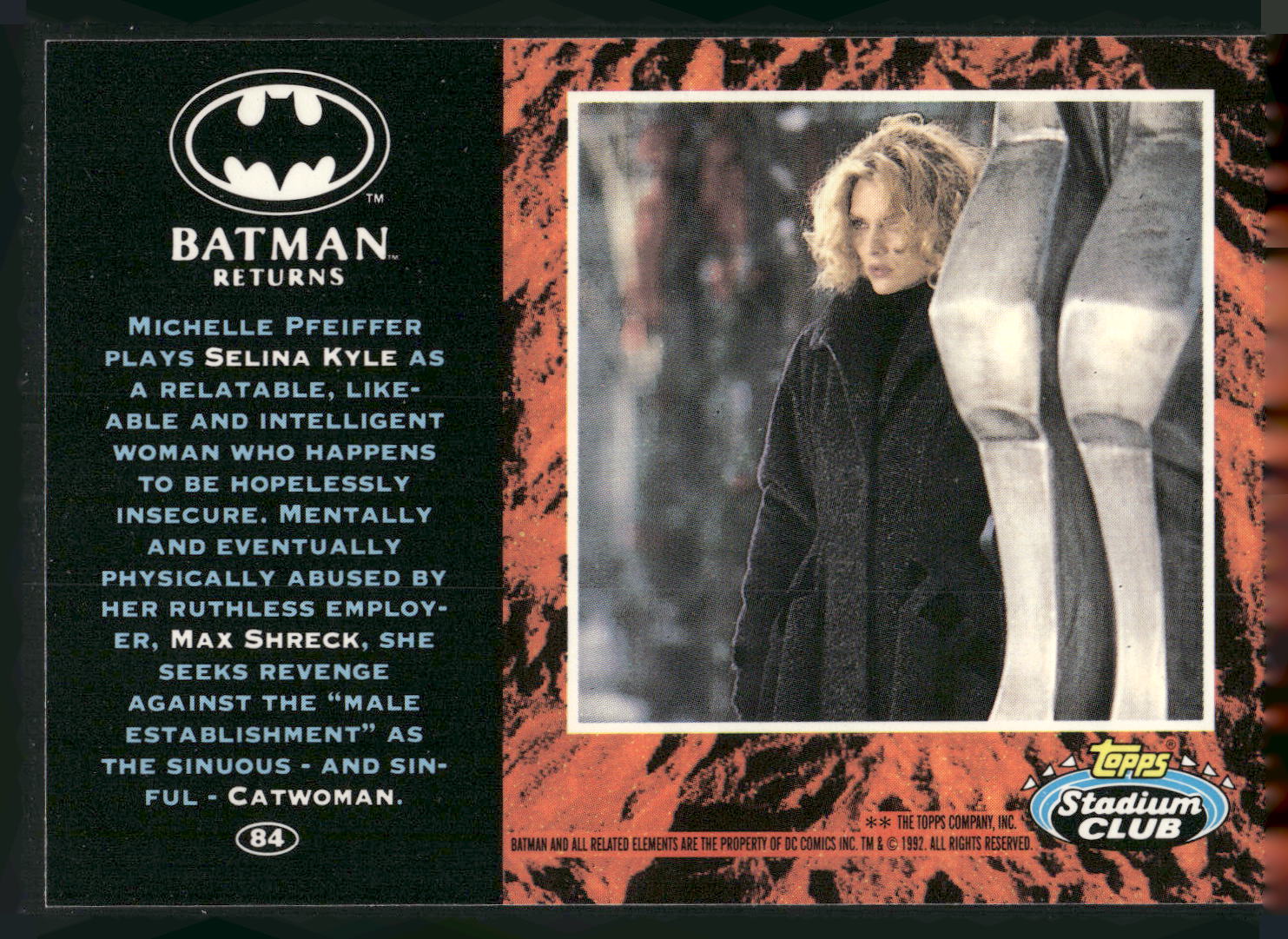 1992 Stadium Club Batman Returns #84 Michelle Pfeiffer plays Selina Kyle