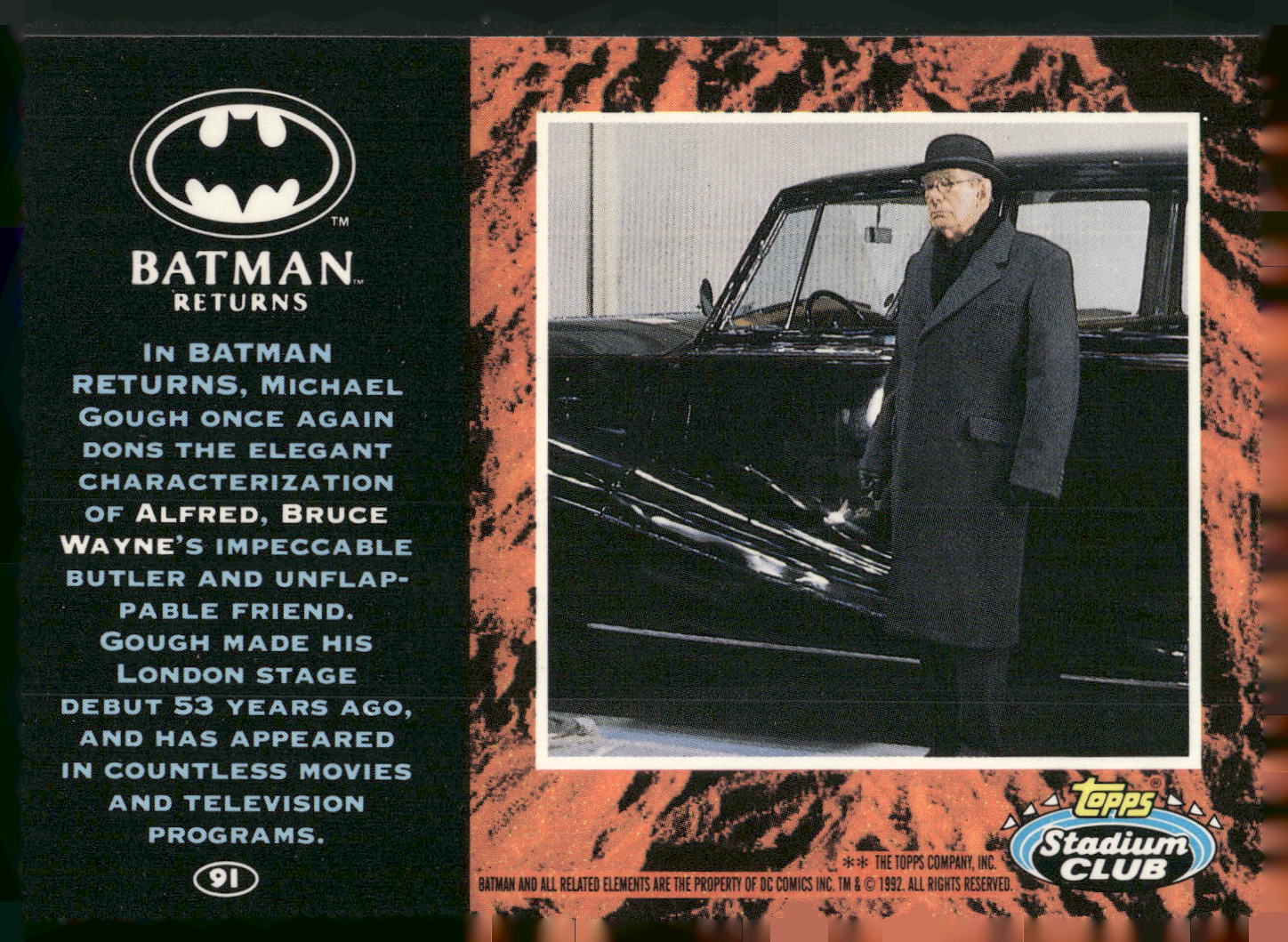 1992 Stadium Club Batman Returns #91 Alfred