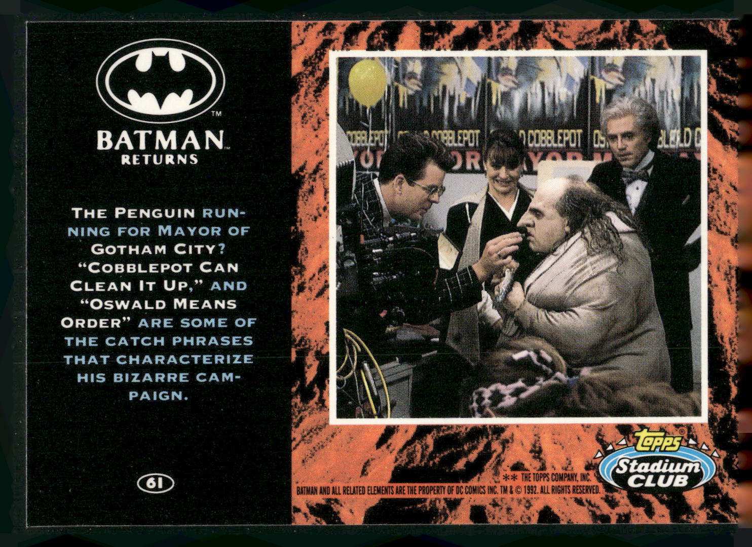 1992 Stadium Club Batman Returns #61 The Penguin for Mayor of Gotham City?