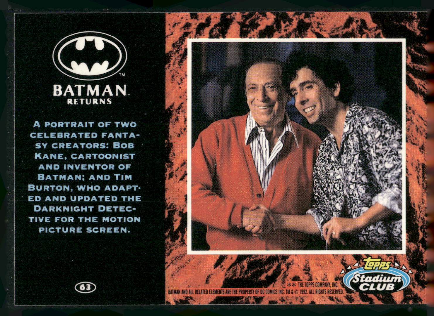 1992 Stadium Club Batman Returns #63 Bruce Wayne