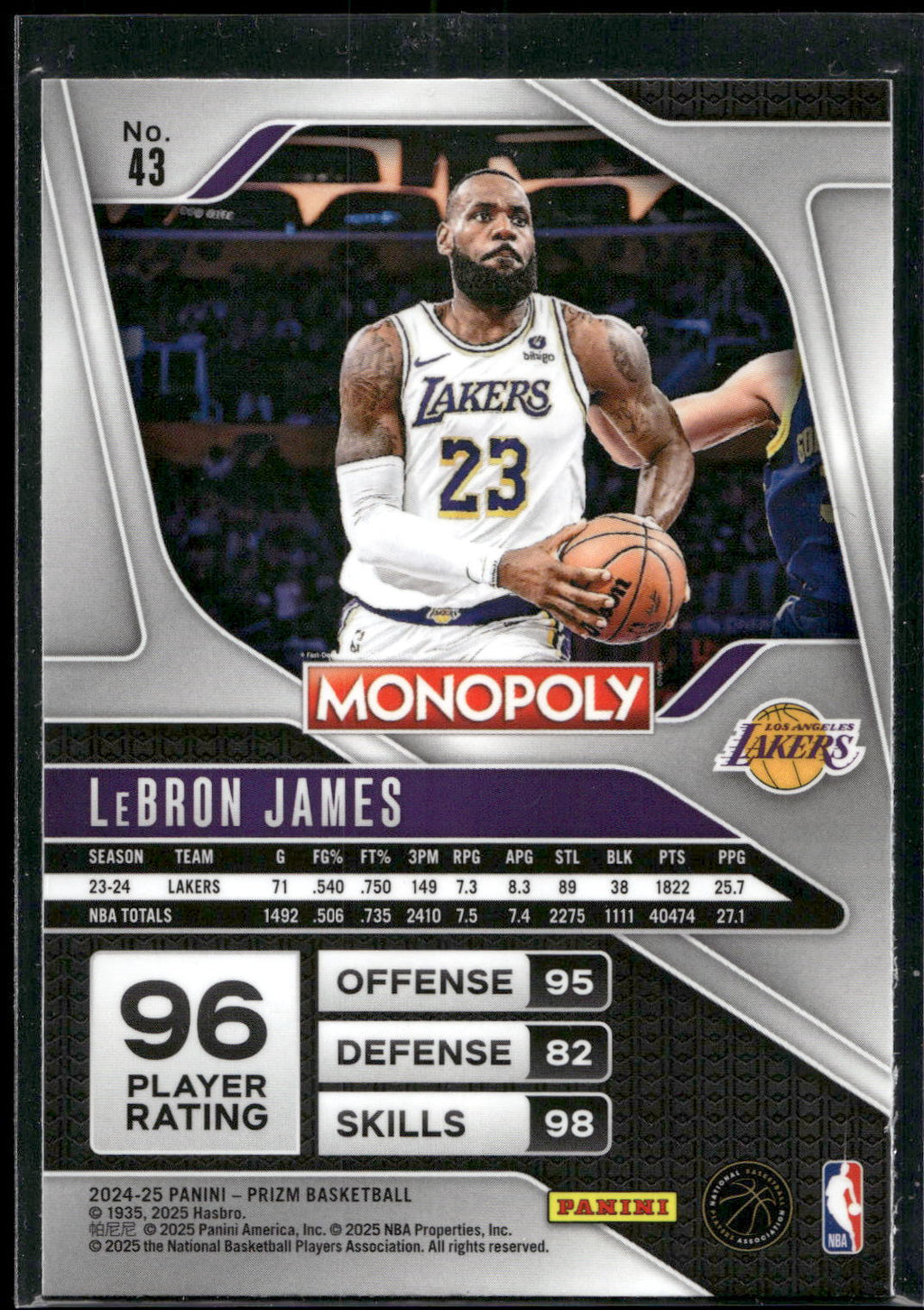 2024-25 Panini Prizm Monopoly #43 LeBron James