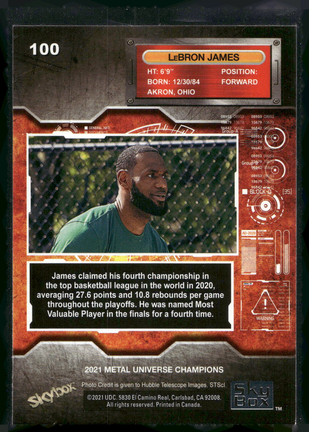 2021 SkyBox Metal Universe Champions #100 LeBron James Copper