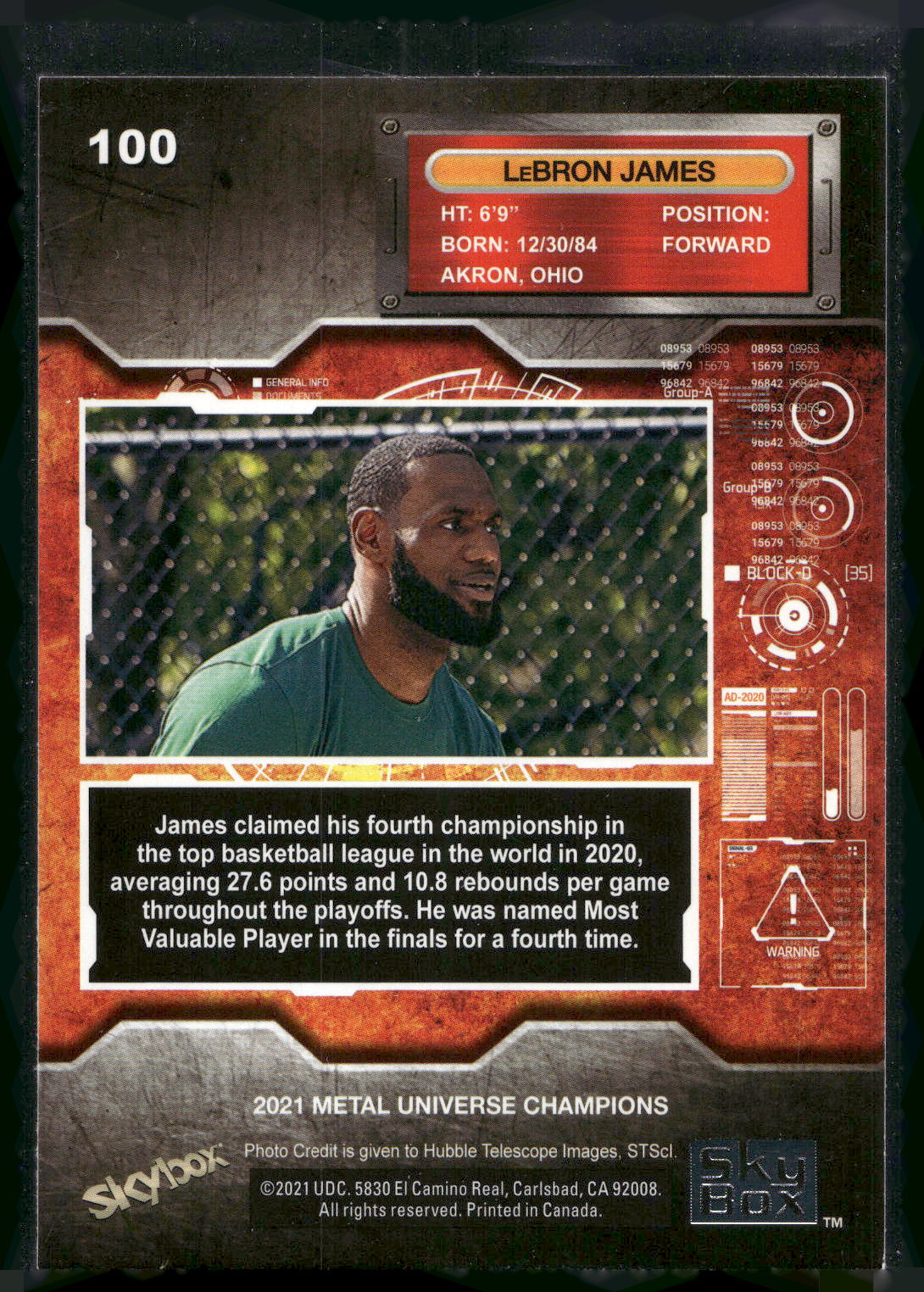 2021 SkyBox Metal Universe Champions #100 LeBron James Copper