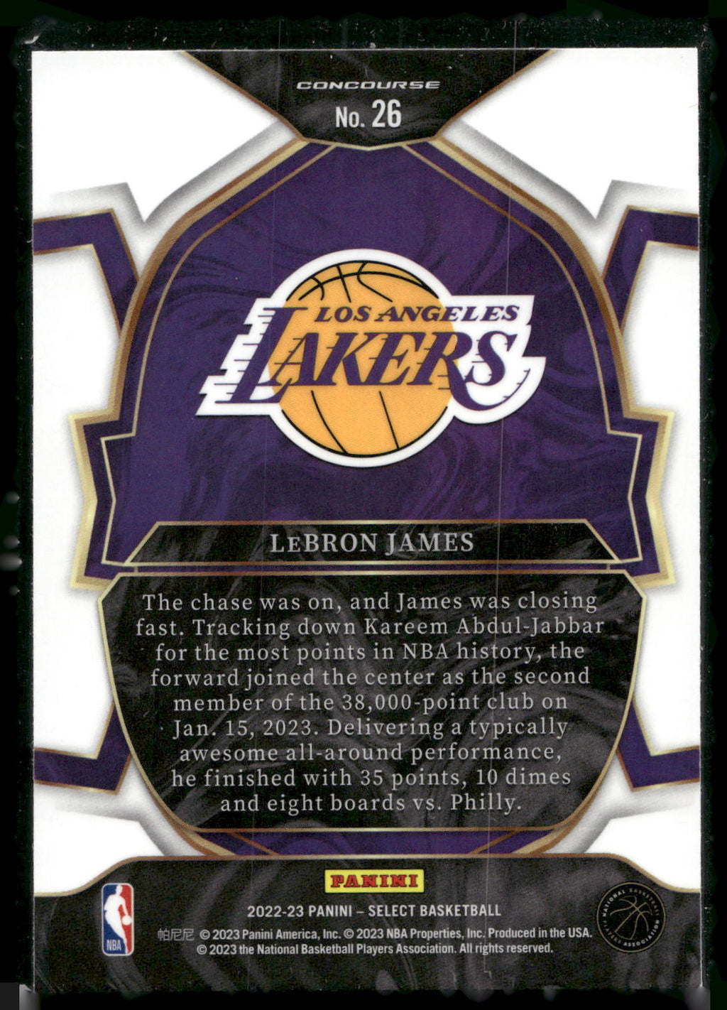 2022-23 Panini Select #26 LeBron James Blue (Retail Base)