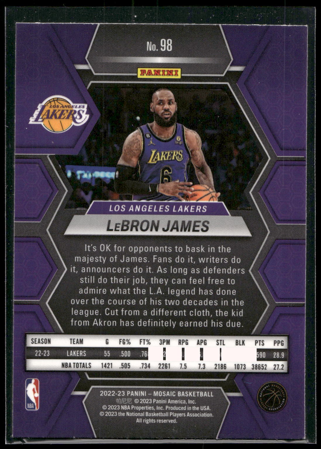 2022-23 Panini Mosaic #98 LeBron James