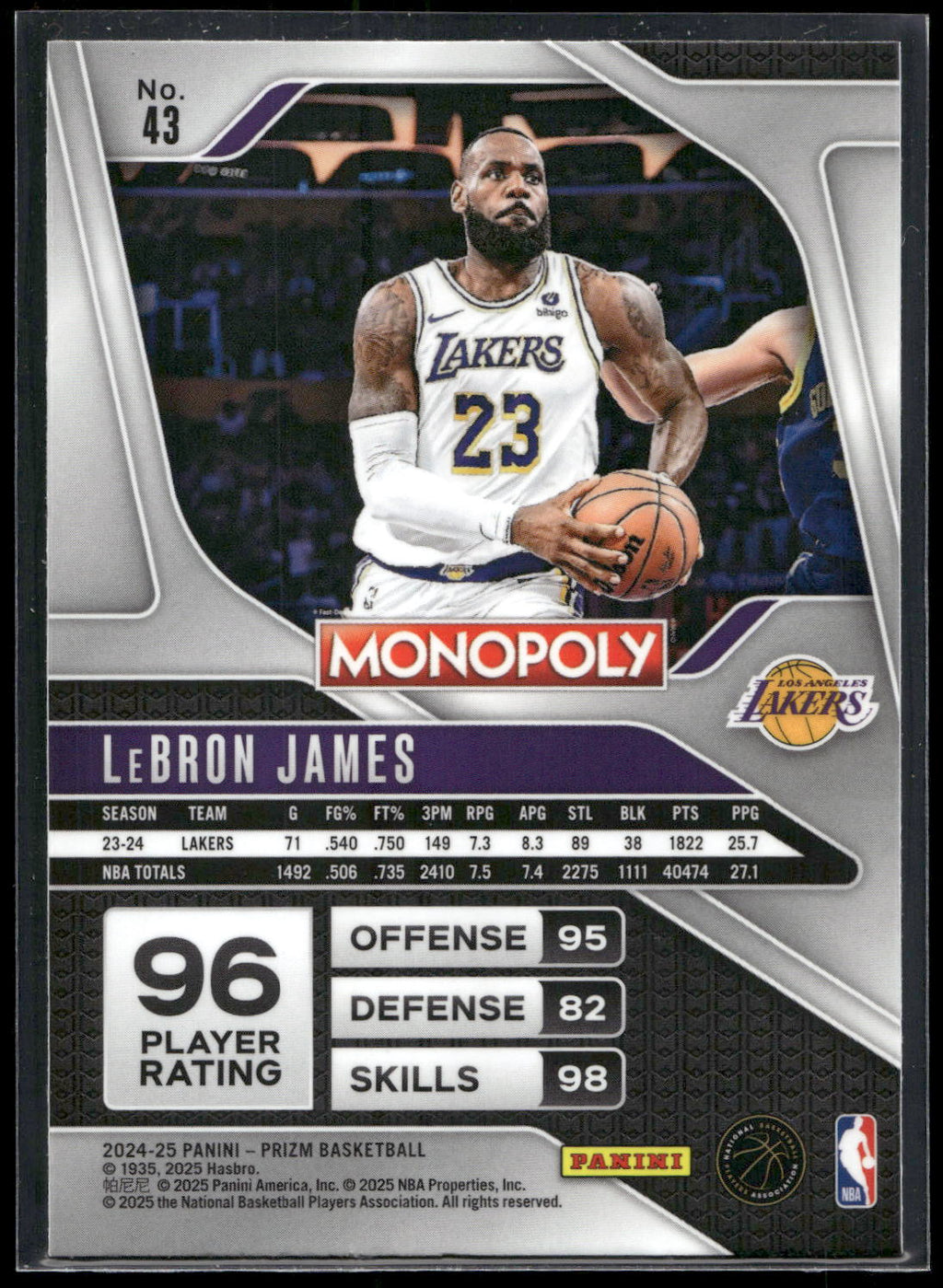 2024-25 Panini Prizm Monopoly #43 LeBron James