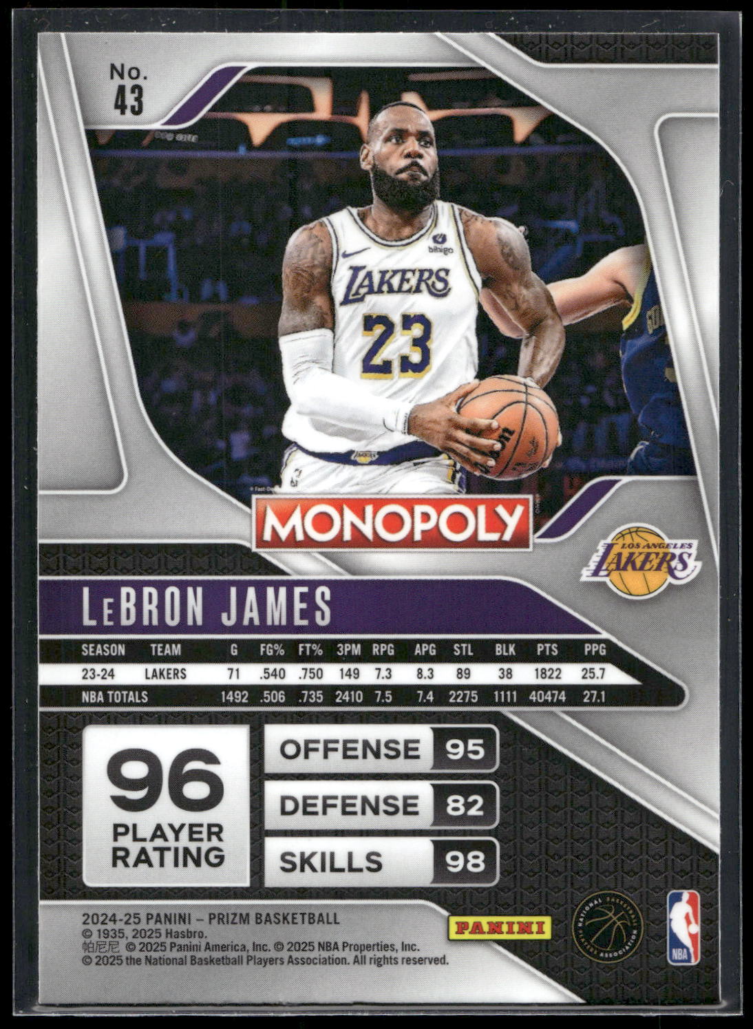 2024-25 Panini Prizm Monopoly #43 LeBron James