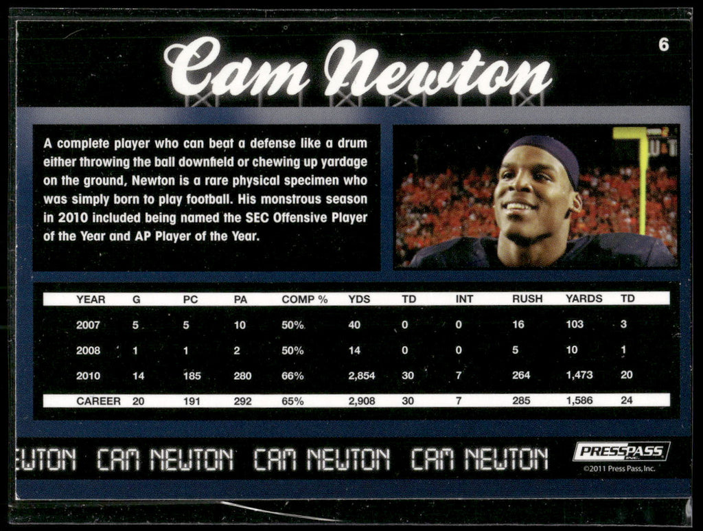 2011 Press Pass #6 Cam Newton