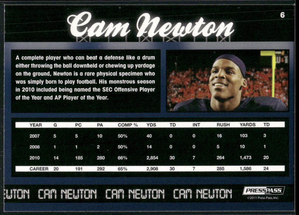 2011 Press Pass #6 Cam Newton