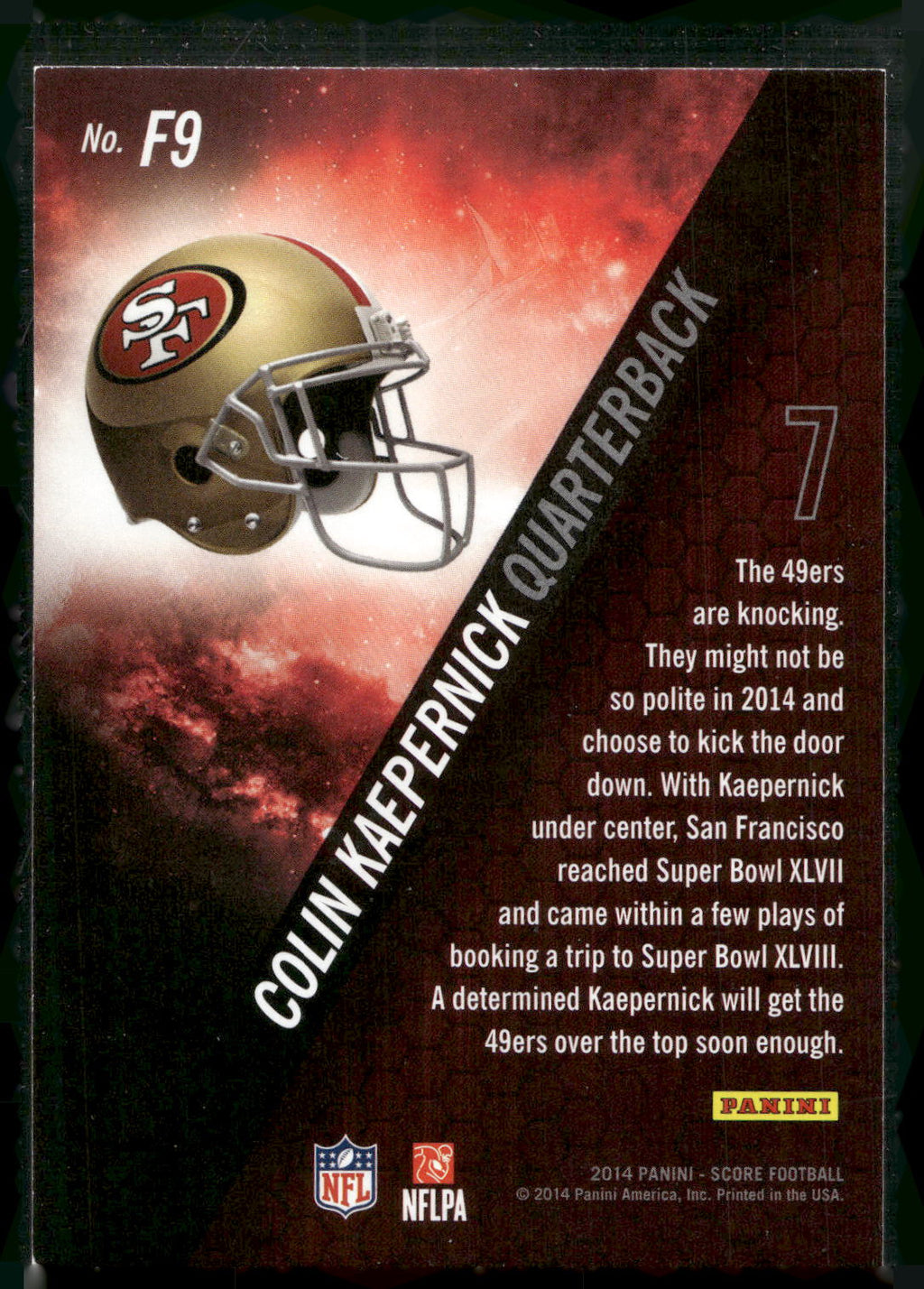 2014 Score #F9 Colin Kaepernick Franchise Blue